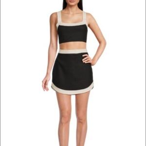 2-Piece Linen Blend Top & Skirt Set